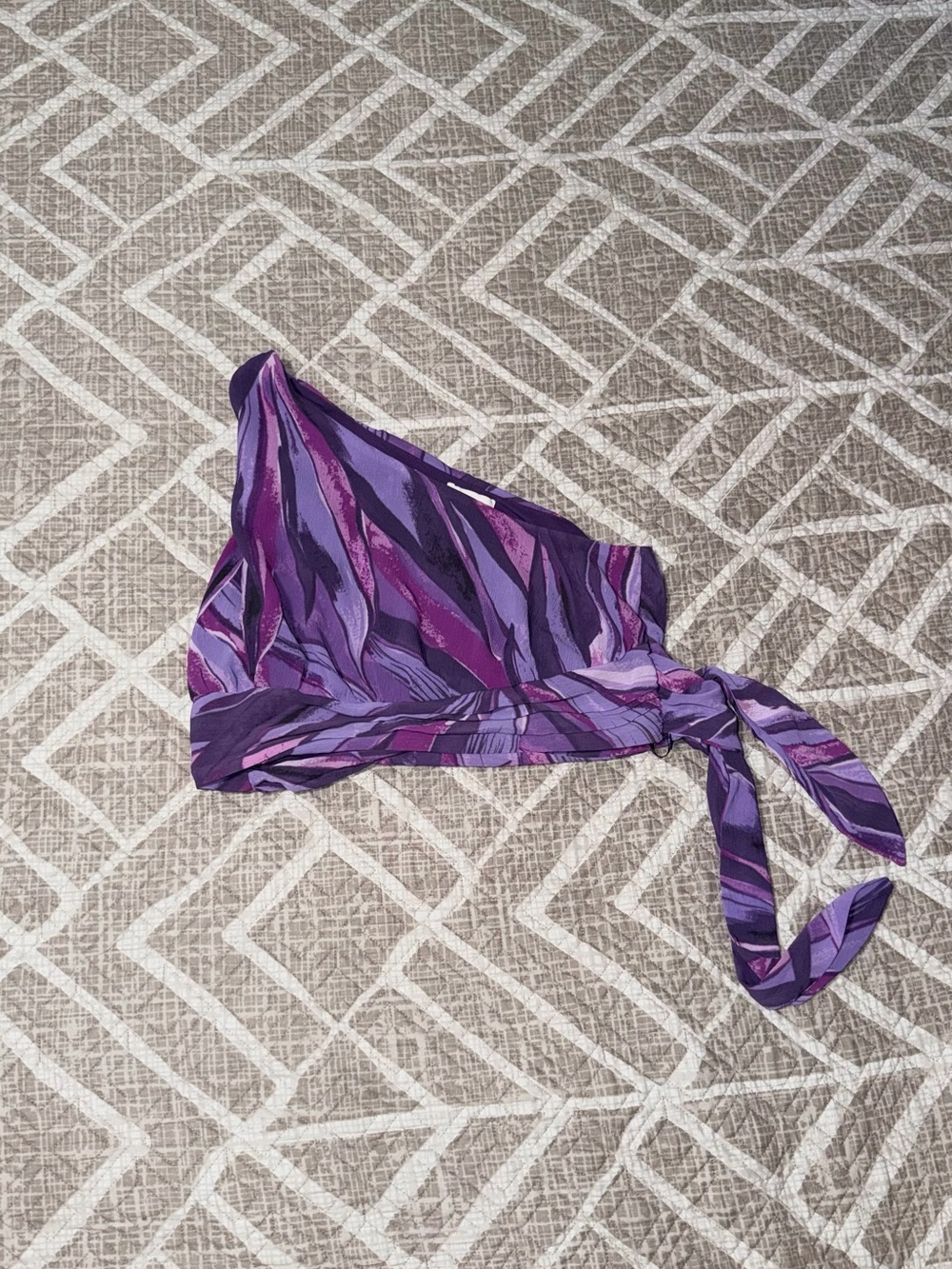 H&M Purple Multi-Tone Patterned One Shoulder Crop Top